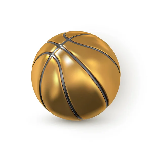 Realistic Golden Basket Ball Gold Basketball Ball Vector Illustration — Stock Vector