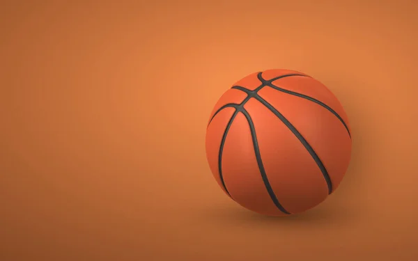 Realistic Basketball Ball Isolated Orange Background Vector Illustration — Vector de stock