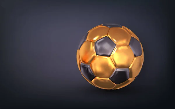 Bola Futebol Ouro Realista Bola Futebol Dourado Ilustração Vetorial — Vetor de Stock
