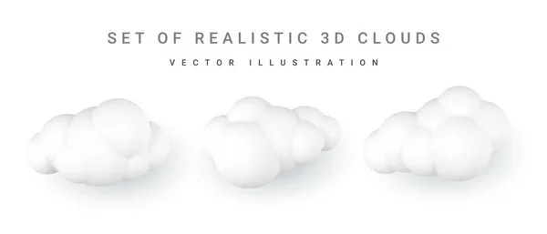 White Clouds Set Cartoon Fluffy Clouds Isolated White Background Vector — Vettoriale Stock