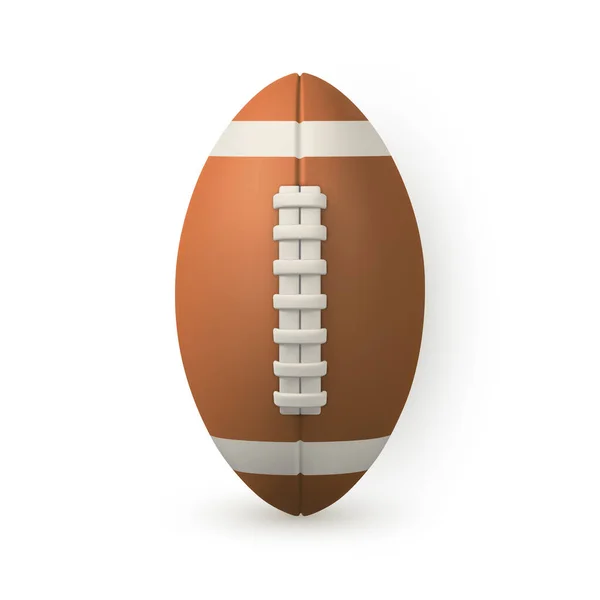 American Football Ball White Background Realistic Rugby Ball Vector Illustration — ストックベクタ