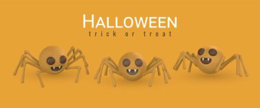 Cute cartoon 3d Halloween spider. Halloween concept. Vector illustration.