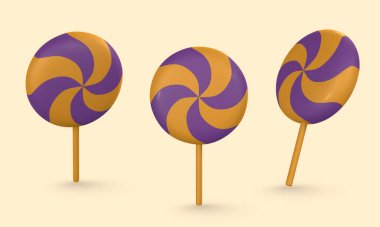 Cute cartoon 3d Halloween candy. Halloween concept. Vector illustration.