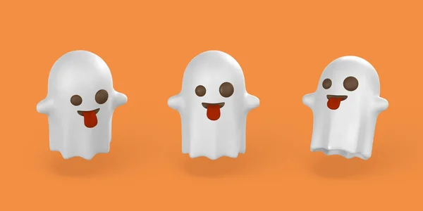 Cute Cartoon Halloween Ghost Halloween Concept Vector Illustration — ストックベクタ