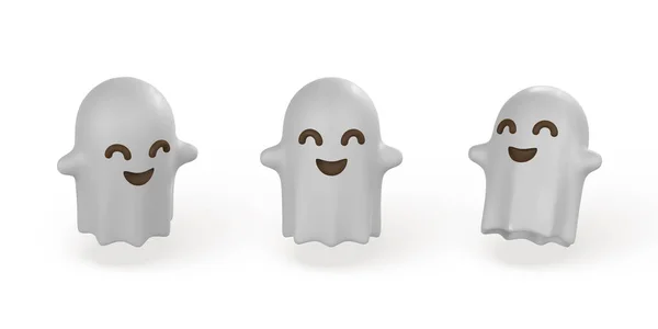 Cute Cartoon Halloween Ghost Halloween Concept Vector Illustration — Stock vektor