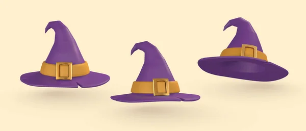 Cute Cartoon Halloween Hat Witch Hat Halloween Concept Vector Illustration — Stock vektor