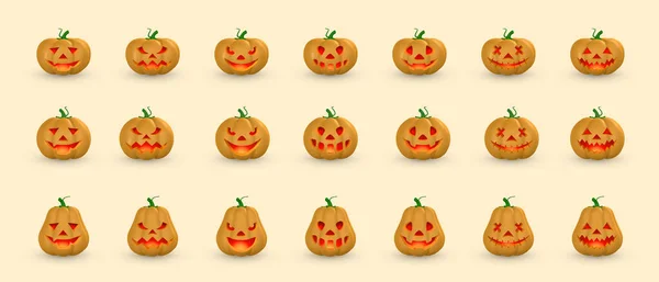 Cute Cartoon Halloween Pumpkin Scary Face Halloween Concept Vector Illustration — Vector de stock
