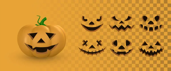 Cute Cartoon Halloween Pumpkin Scary Face Halloween Concept Vector Illustration — Archivo Imágenes Vectoriales