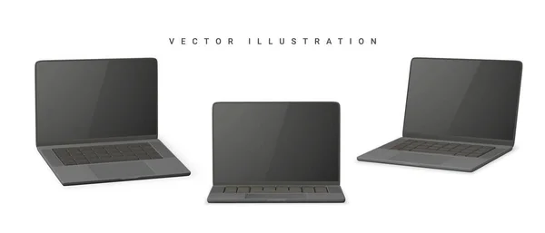 Realistischer Laptop Mit Leerem Bildschirm Auf Hellem Hintergrund Vektorillustration — Stockvektor