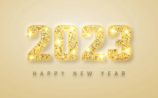 Šťastný Nový Rok2023 Návrh Zlatých Čísel Přání Vektorová Ilustrace — Stockový vektor