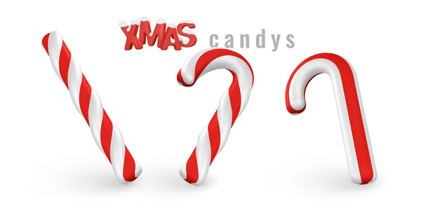 Conjunto Bastones Caramelo Navidad Plantilla Para Tarjeta Felicitación Navidad Año — Vector de stock