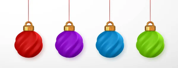 Csillogó Karácsonyi Labdák Karácsonyi Üveggolyó Ünnepi Dekoráció Sablon Vektorillusztráció — Stock Vector