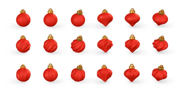 Rojo Brillante Brillante Bolas Navidad Bola Cristal Navidad Plantilla Decoración — Archivo Imágenes Vectoriales