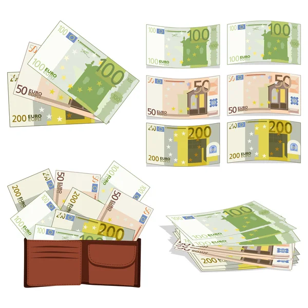 Euros in different forms — Stock Vector