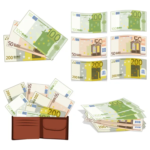 Euros en diferentes formas — Vector de stock