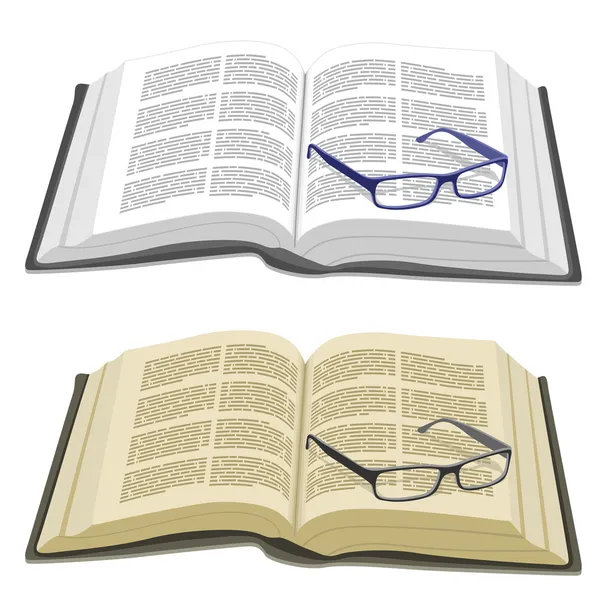 Açık kitap ve Okuma gözlükleri