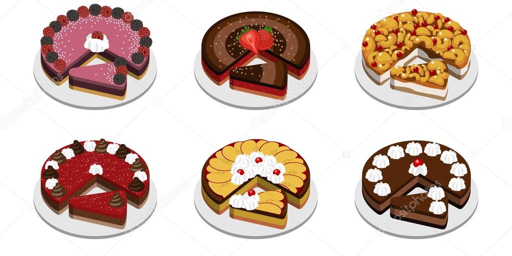 Cakes and pies 6 different flavors Stock Vector Image by ©Puchalt 21236727