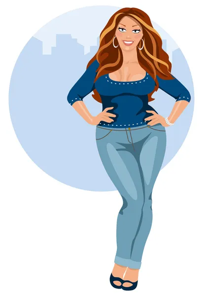 Mujer joven hermosa, tubby — Vector de stock