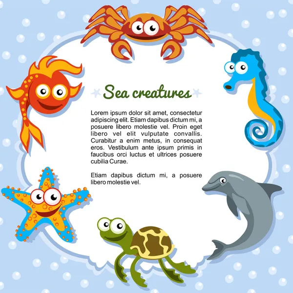 Sea creatures forming a frame — Stock Vector