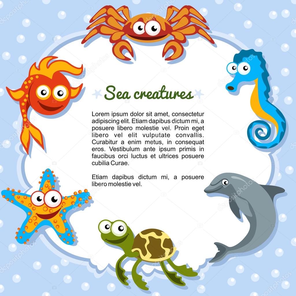 Sea creatures forming a frame