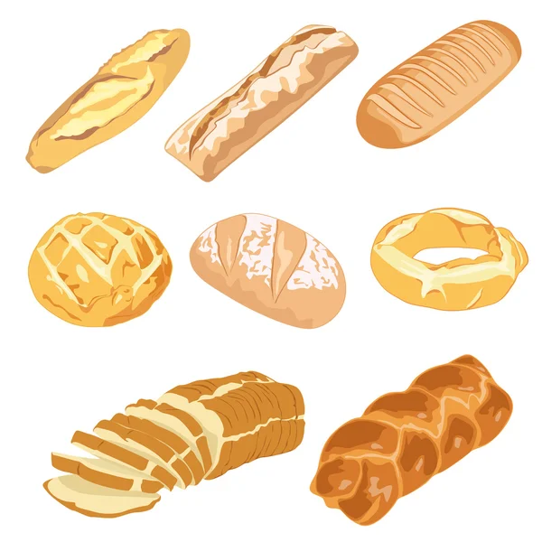 Bread loaves and bagels — Stock Vector