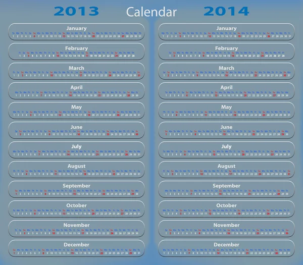 2013-2014 Calendario acero fondo — Archivo Imágenes Vectoriales