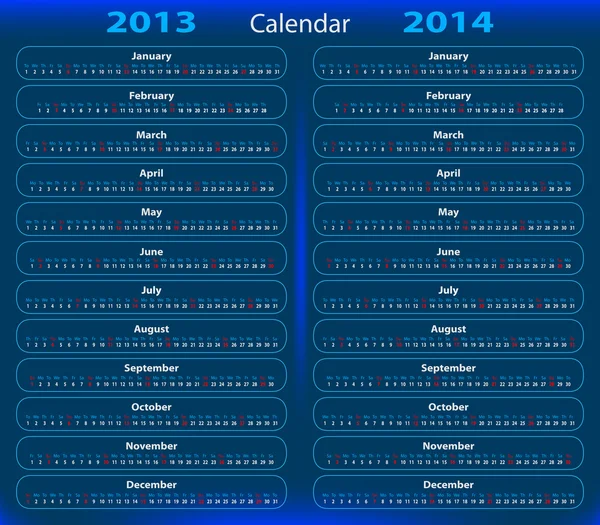 Calendario 2013 - 2014 — Vector de stock