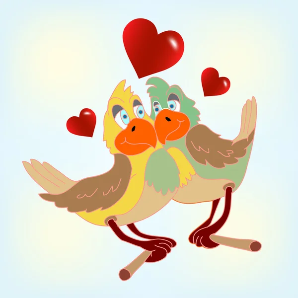 Love bird with hearts — Stock Vector