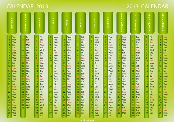 Calendario 2013 — Archivo Imágenes Vectoriales