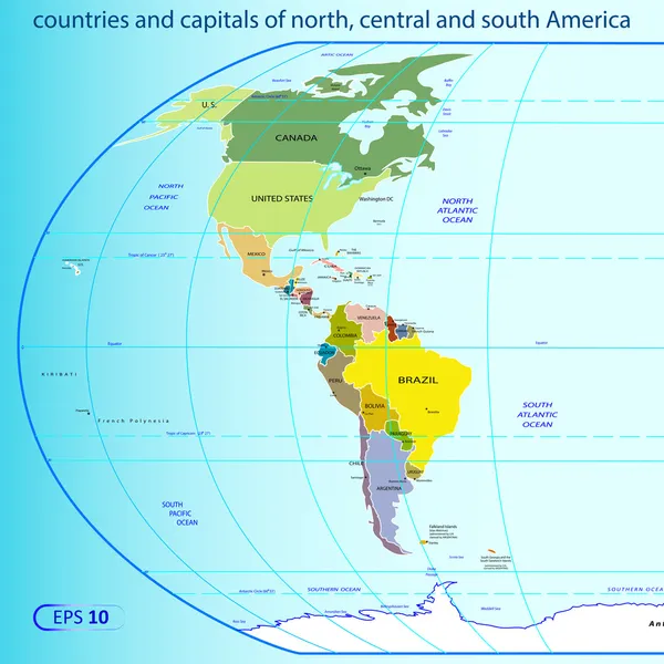 Paesi e capitali dell'America — Vettoriale Stock