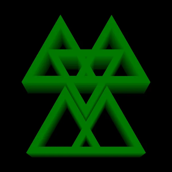 黒い背景と緑色の三角形 — ストックベクタ