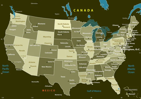 Vecteur de carte des États-Unis — Image vectorielle