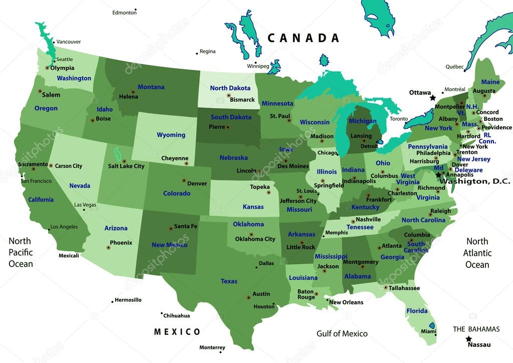 United States map vector - green