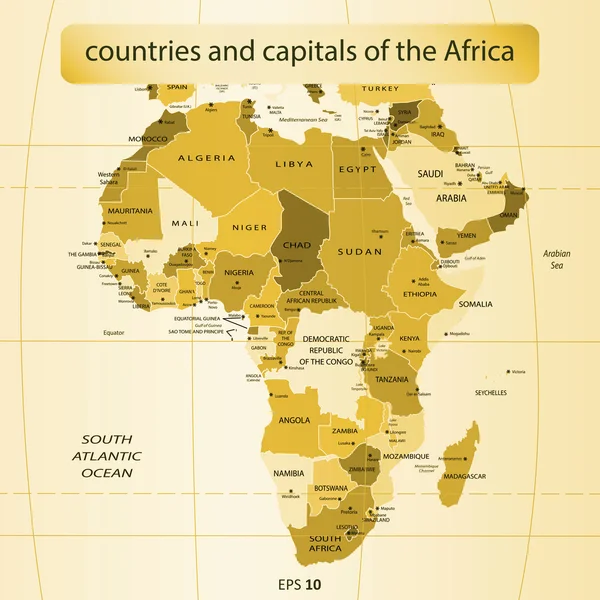 Země a hlavní města Afriky — Stockový vektor