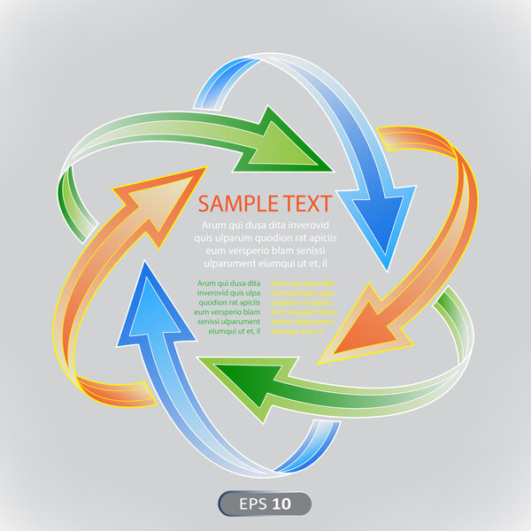 Изогнутые стрелки движутся к центру
