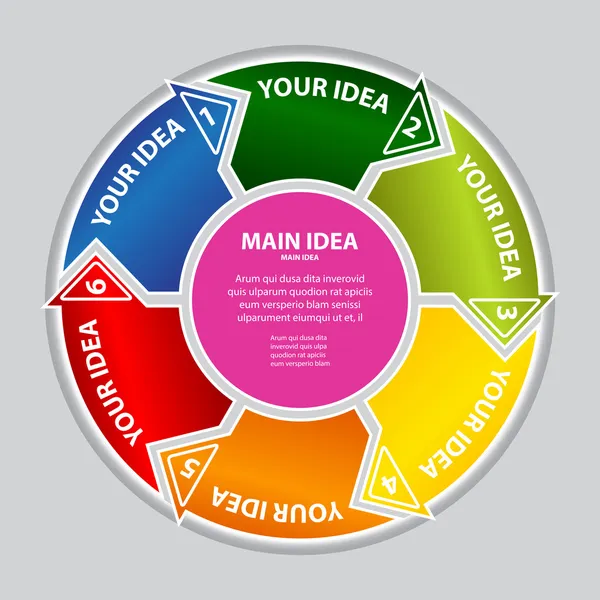 Bannières circulaires colorées avec des flèches pour différentes conceptions d'entreprise . — Image vectorielle