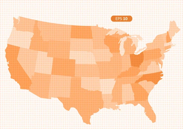 Mřížka USA mapa na oranžové — Stockový vektor