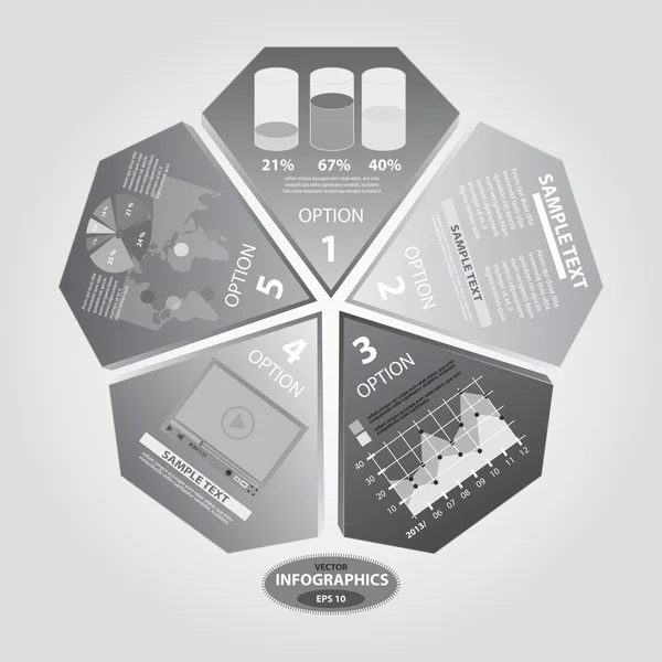 Infographics set gri unsurları — Stok Vektör