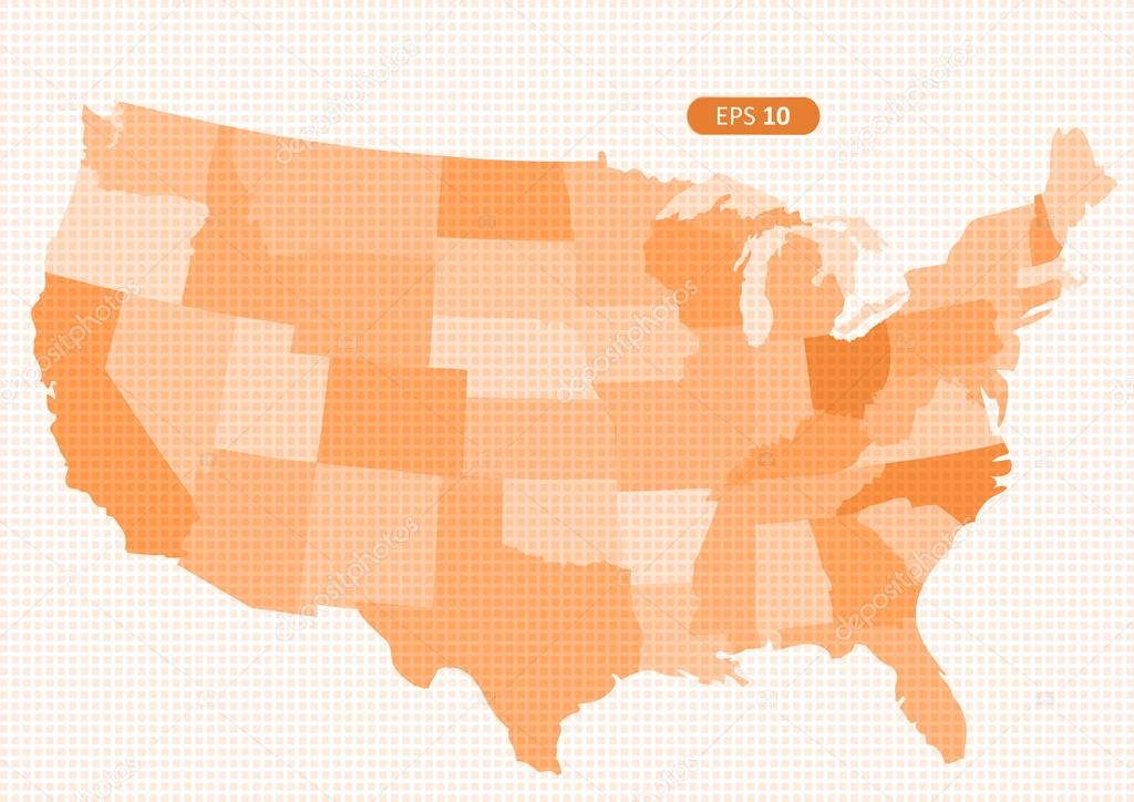 Grid USA map on orange
