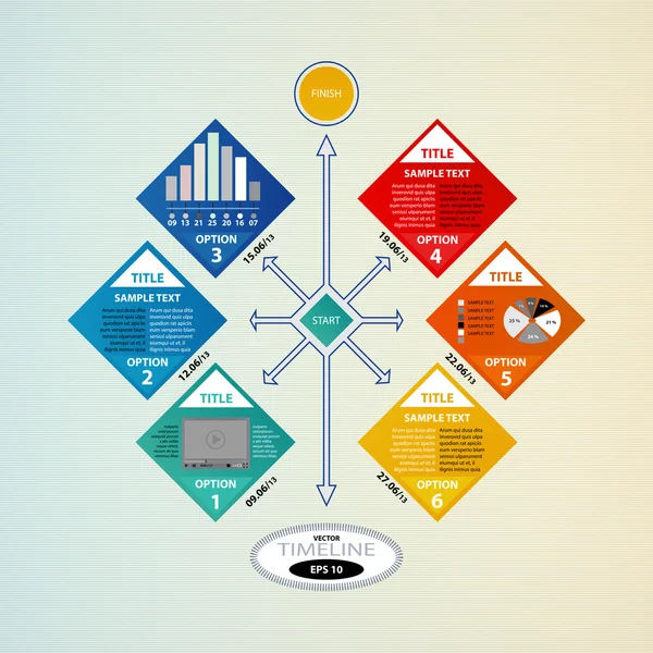 Farbvektor Timeline Design-Vorlage — Stockvektor