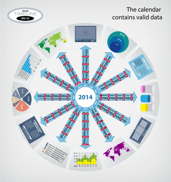 Elemente der Infografik mit Kalender setzen — Stockvektor