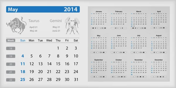 Calendar 2014 - May highlighted Royalty Free Stock Vectors