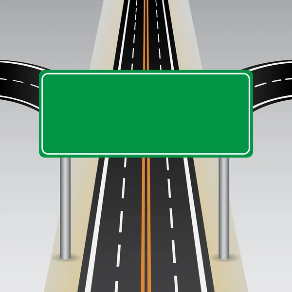 Carretera con señal de carretera en blanco — Vector de stock