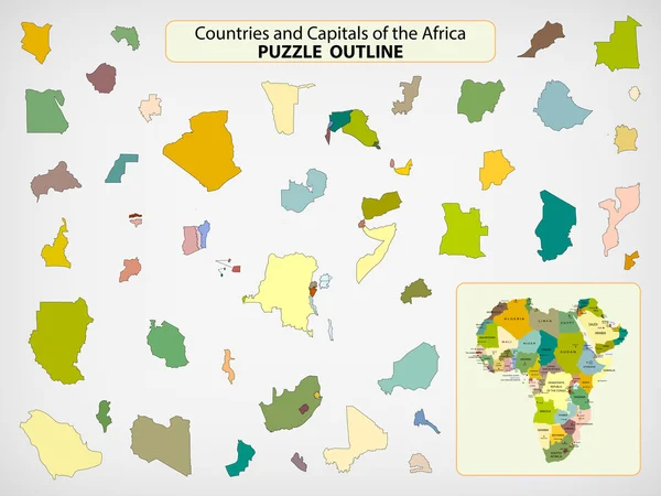 Karta över Afrika - pussel disposition. — Stock vektor