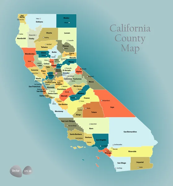 Carte du comté de Californie — Image vectorielle