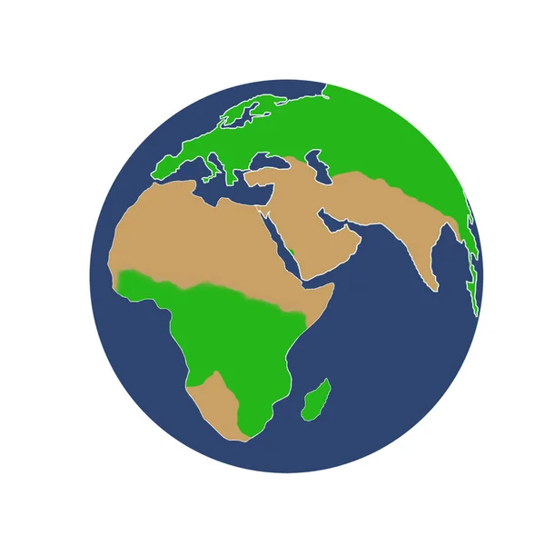 Planeta Desenhado Terra Isolado Com Cores Verde Marrom África Europa — Fotografia de Stock