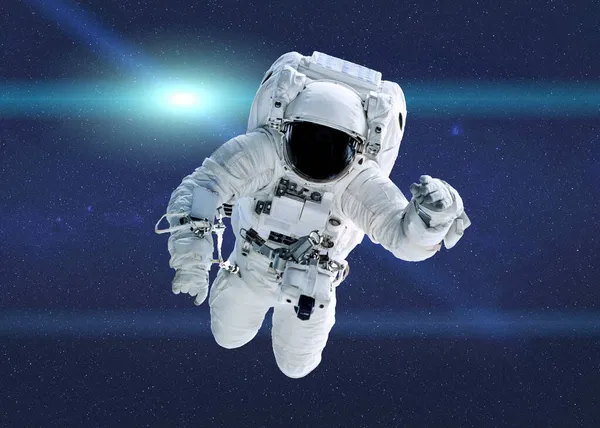 外太空宇航员带着镜头照明弹 科幻壁虎 美国航天局提供了这一说明的要点 — 图库照片