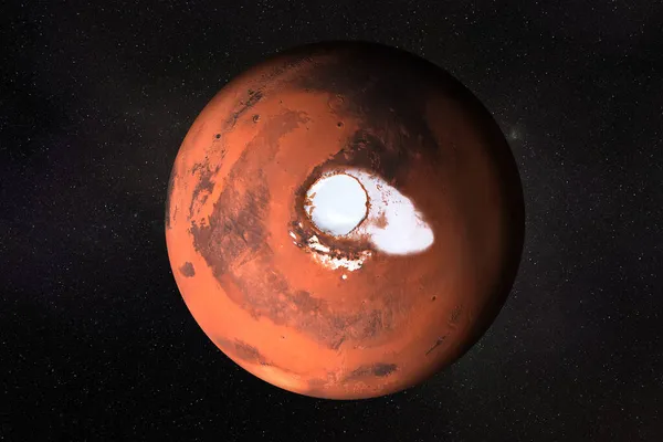 Mars Planeta Układu Słonecznego Biegun Północny Przestrzeni Lodowa Woda Marsie Obraz Stockowy