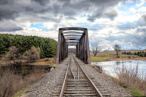 Old Iron Railway Truss Bridge Built 1893 Crossing Mississippi River — Photo