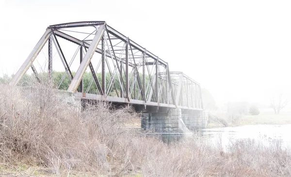 Gamla Järnvägen Truss Bron Byggdes 1893 Korsar Mississippi Floden Våren — Stockfoto